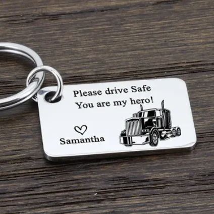 Custom Drive Safe Keychain, Truck Driver Keychain, personalized Trucker Keychain, Drive Safe Daddy Keychain, Gift for Truck Driver Gift for Dad