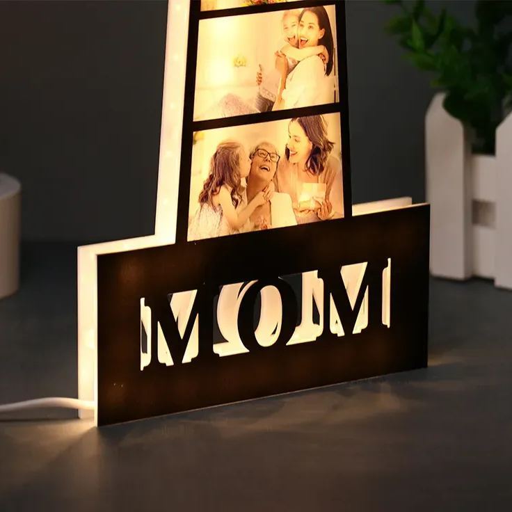 Personalized Photo Lighthouse Night Light Custom Family Photo LED Lamp Acrylic Family Keepsake Decor Mother’s Day Birthday Gift for Mom