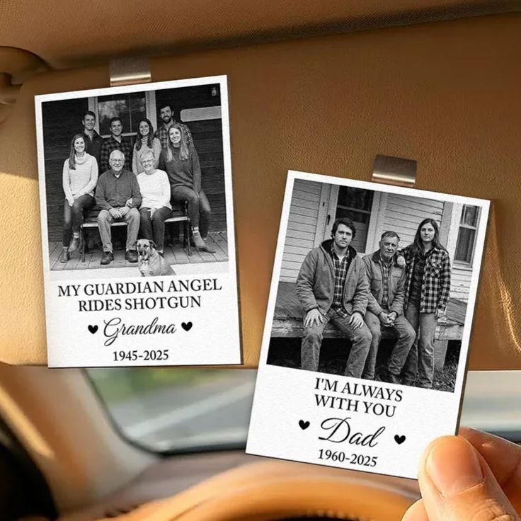 Personalized Wooden Photo Car Visor Clip My Guardian Angel Rides Shotgun Memorial Gift for Loss of Loved One Sympathy Gift