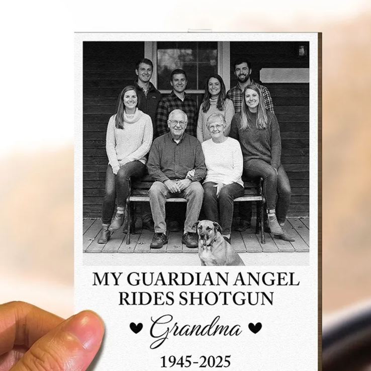 Personalized Wooden Photo Car Visor Clip My Guardian Angel Rides Shotgun Memorial Gift for Loss of Loved One Sympathy Gift