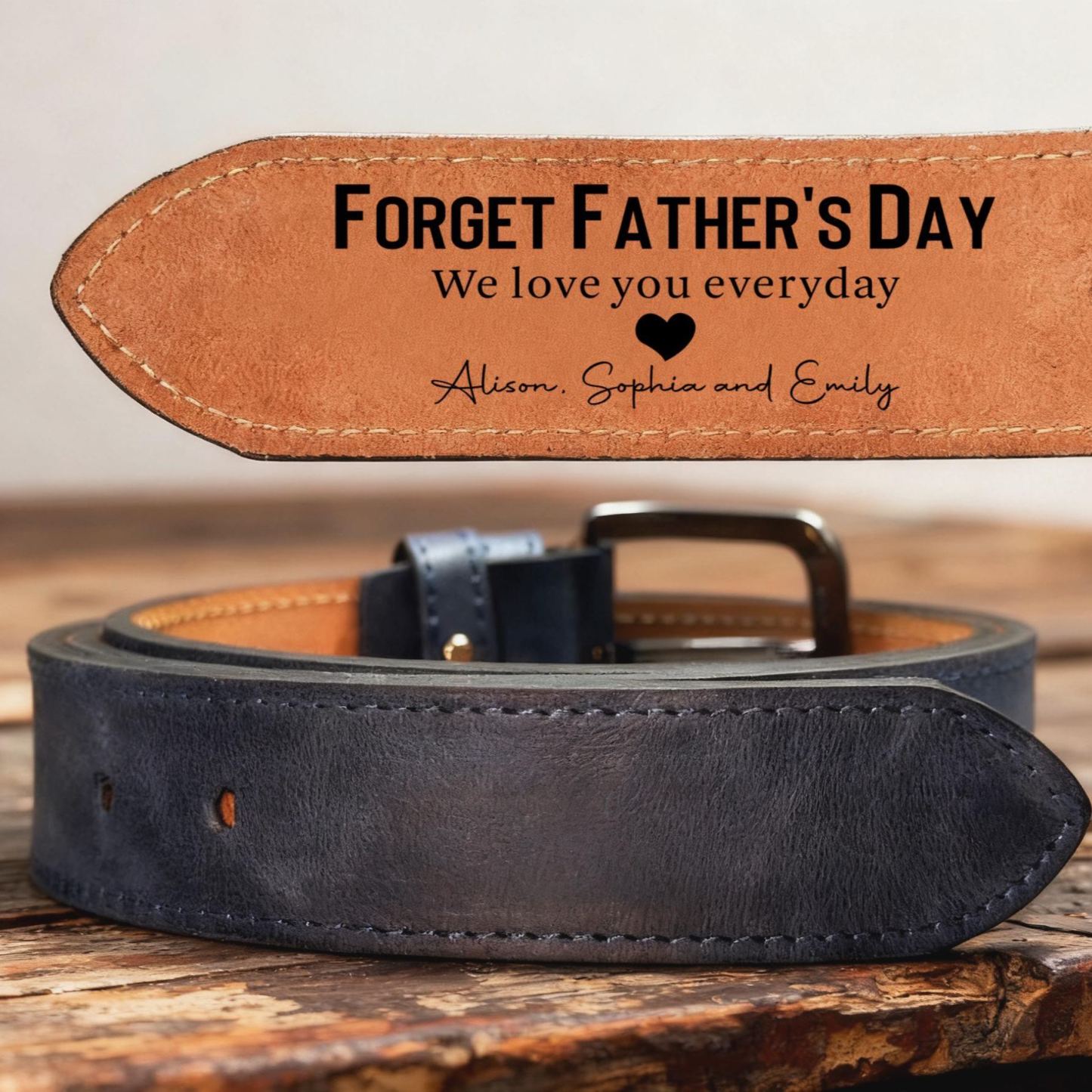 Personalized Hidden Message Leather Belt Custom Engraved Waistband Father's Day Gift for Best Dad Ever