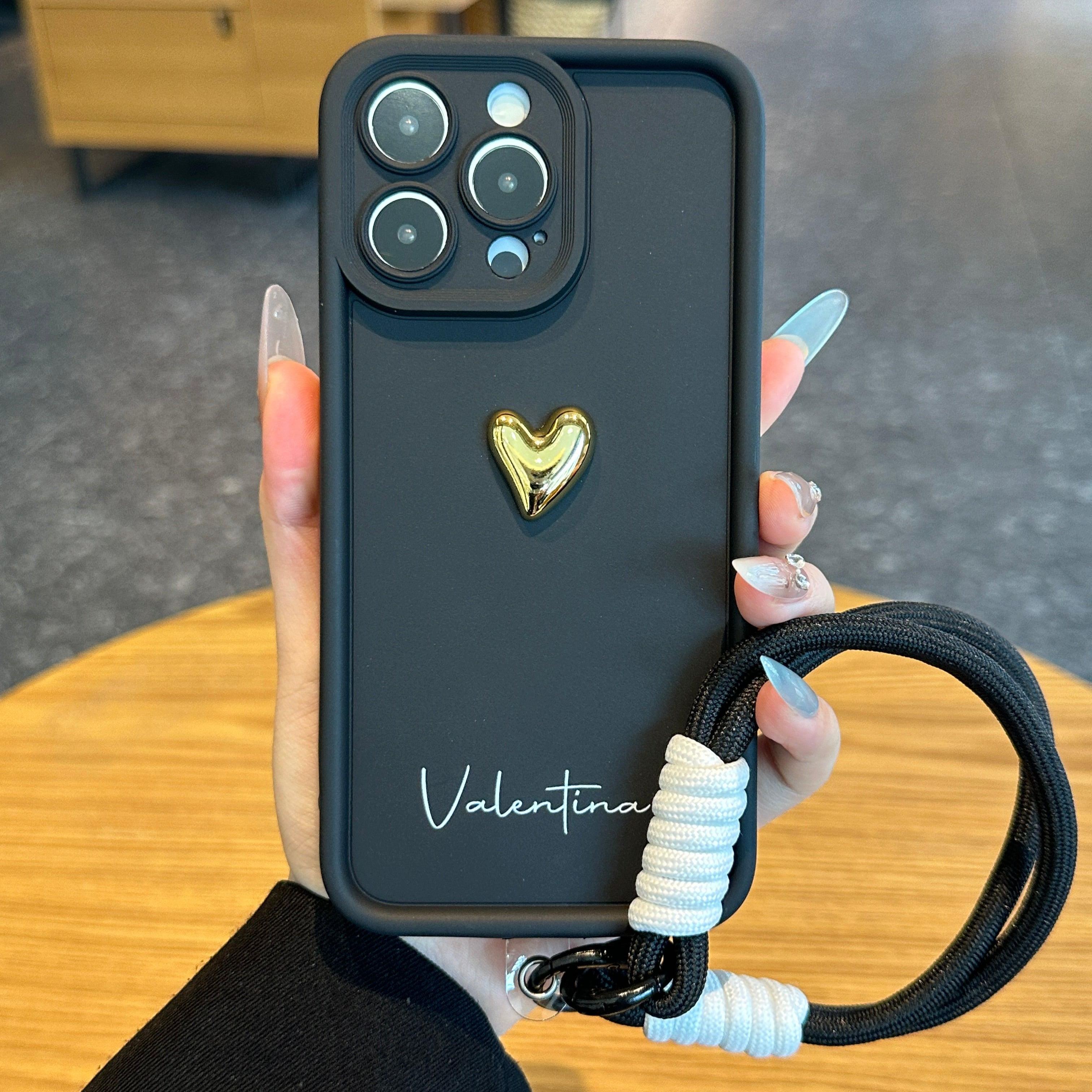 Luxury 3D Gold Heart Personalized Name Signature Series Phone Case