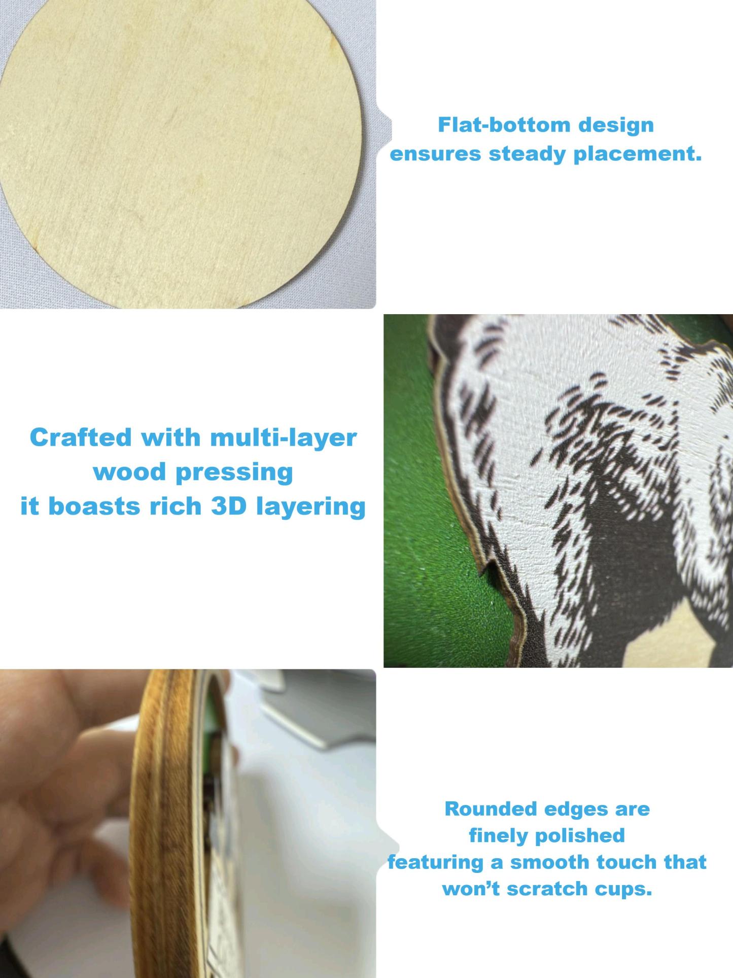 Personalized Bear Family Wooden Coaster & Ornament �C Custom Name Rustic Gift