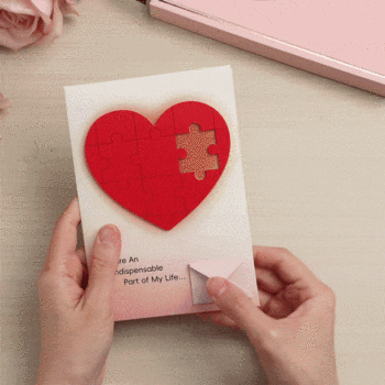 Love-Shape Jigsaw Puzzle Recording Card Confession Surprise Valentine's Day Gift for Girlfriend