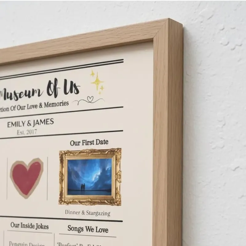 Museum of Us Personalized Photo Poster Custom Couple Memory Museum Wall Art Romantic Anniversary Museum Style Poster Valentine's Day Gifts
