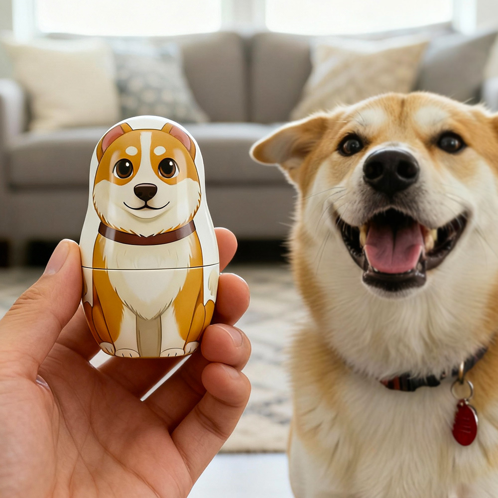 Personalized Portrait Nesting Doll Custom Photo Family Portrait Cartoon Style Gift Photo Christmas Gift - namenecklace