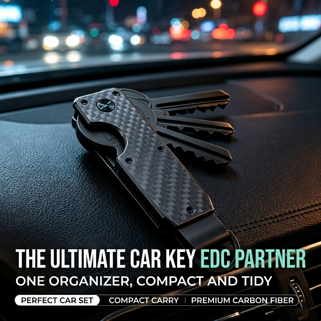 Carbon Fiber Key Holder Compact Metal EDC Key Organizer Clip Lightweight Aluminum Key Holder Pocket EDC Organizer for Men