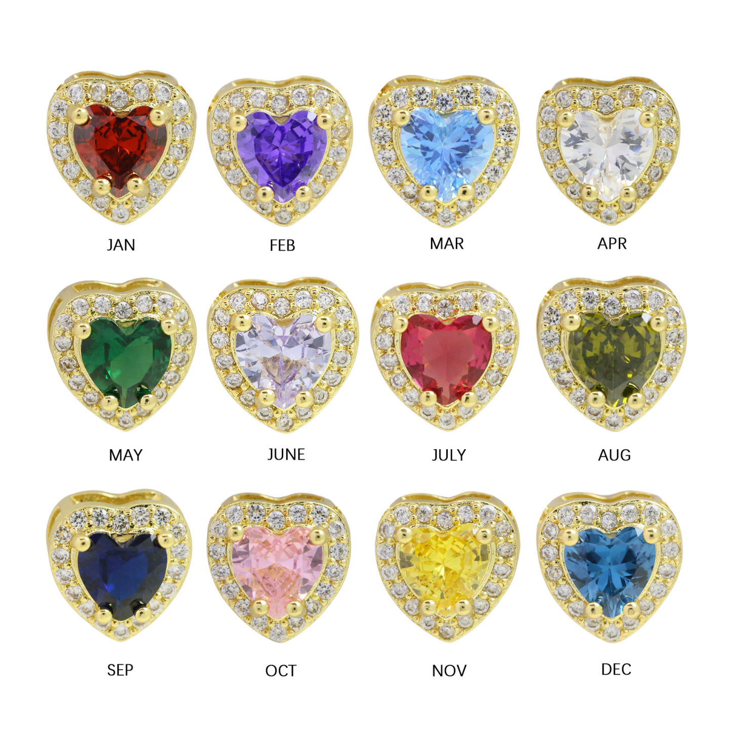 Custom Letter & Birthstone Necklace Personalized Two Initial & Heart Birthstone Necklace Dazzling CZ Paved Pendant Gift for Her