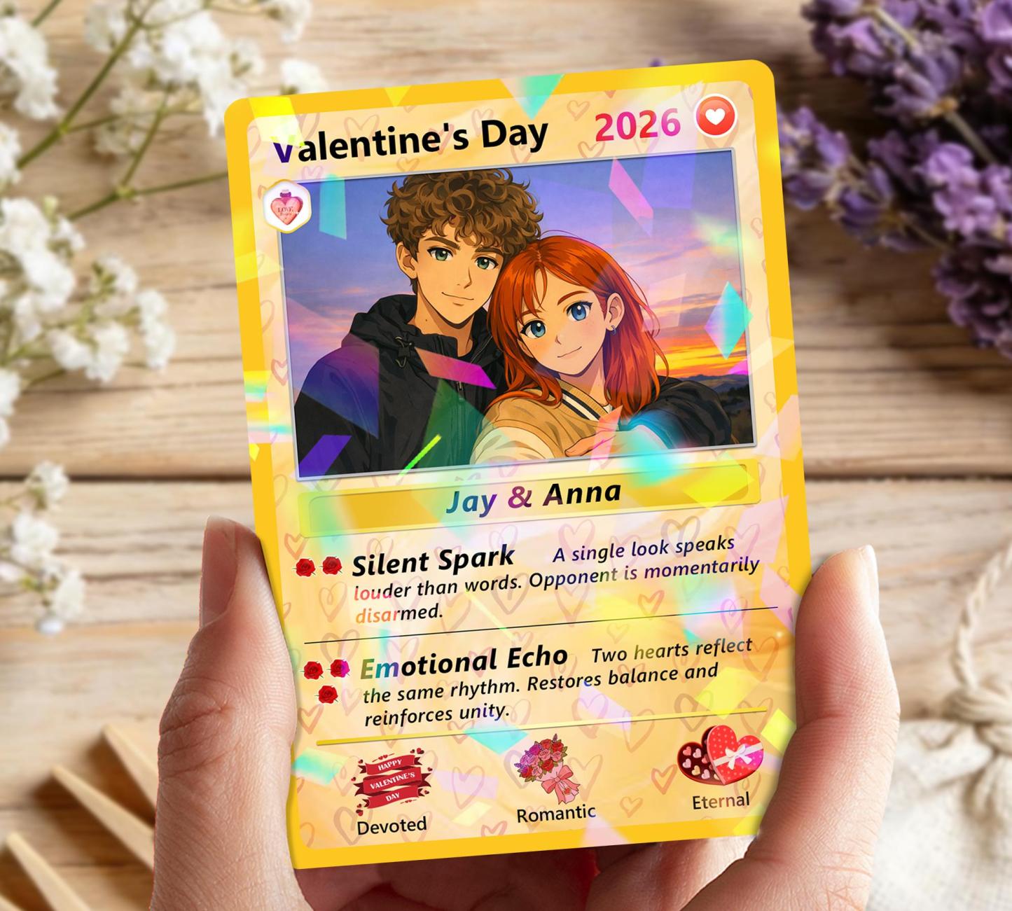 Personalized Pocket Monster Style Couple Anniversary Game Card Custom Evolution of Love Photo Game Card for Couples Valentine's Day Gifts
