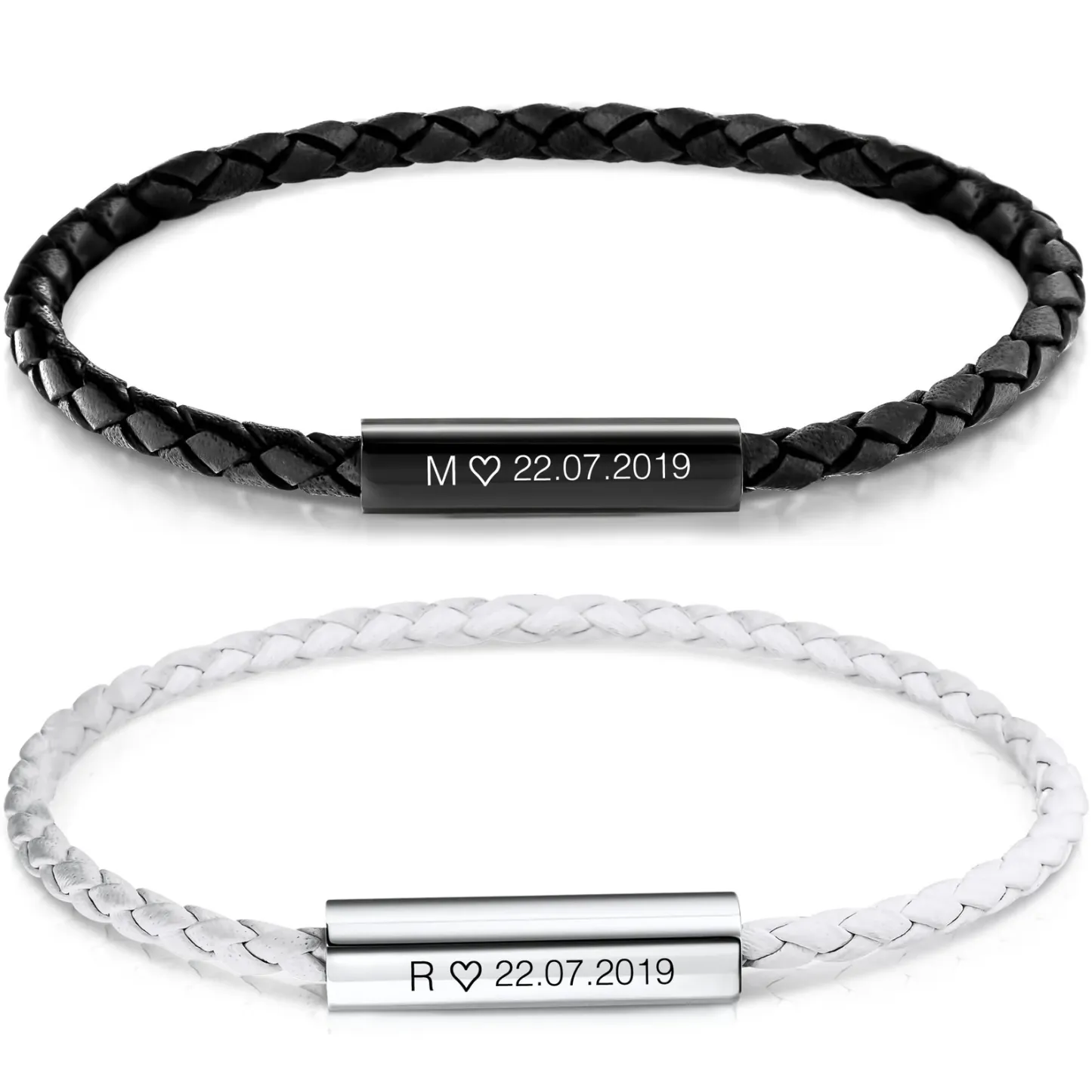 Custom Couple Bracelet with Engraved Date & Personalized Engrave Your Special Day Anniversary Gift