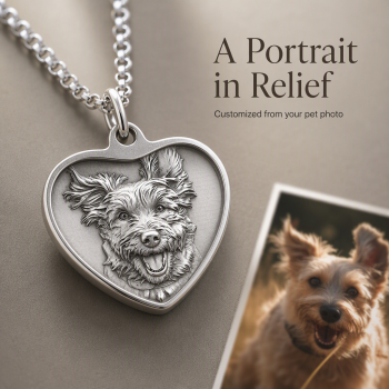Personalized 925 Sterling Silver 3D Relief Heart Pet Head Portrait Pendant Custom Photo Charm Necklace Gift For Dog Moms