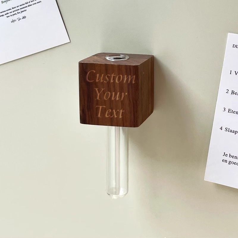 Customized Solid Wood Refrigerator Magnet Personalized Magnetic Flower-Growing Refrigerator Magnet Customized Wooden Refrigerator Magnet With Flower Inserts