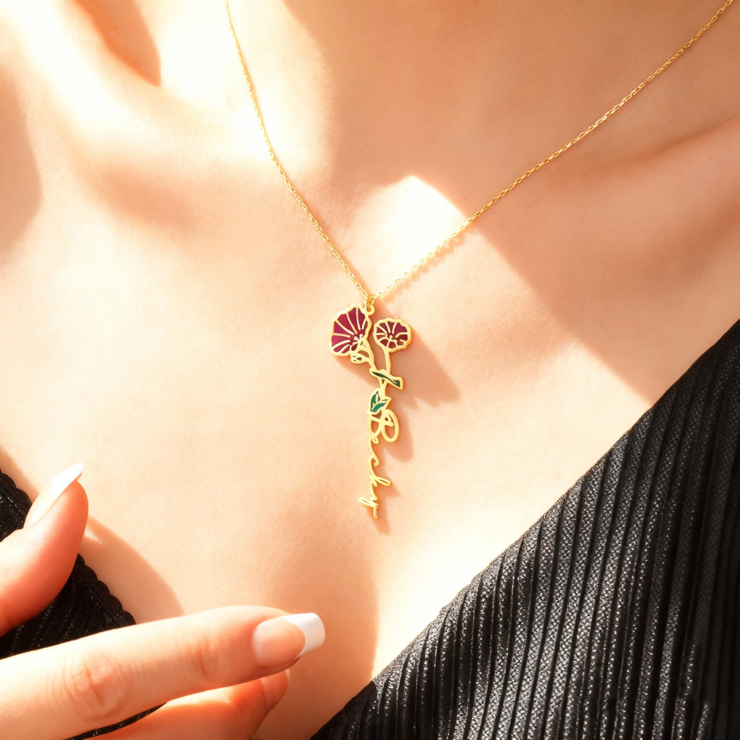 Personalized Birth Flower Name Necklace Custom Name Pendant Jewelry Minimalist Dainty Flower Name Necklace Gift for Her