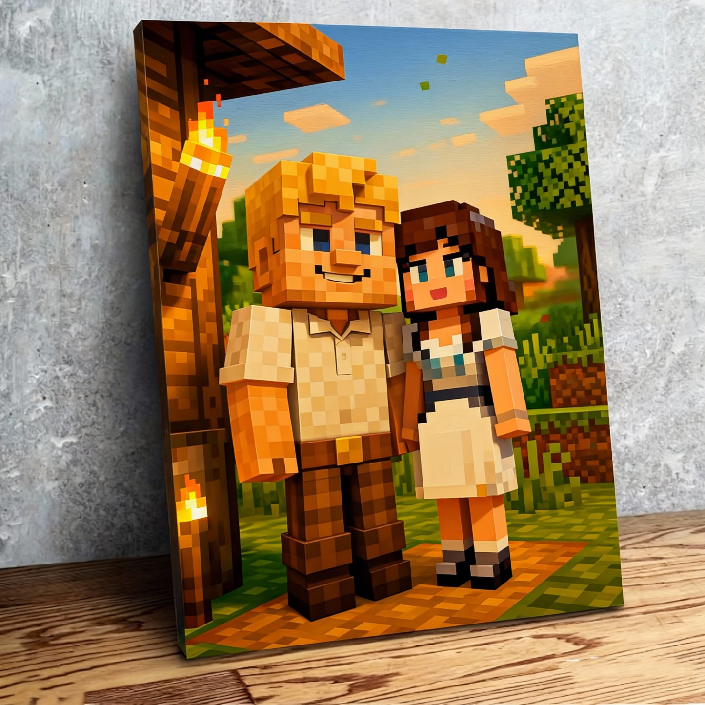 Valentine��s Day Gifts Personalized Canvas Block Style Pixel Portrait Custom Photo Voxel Art Geometric Print Animated Block Style Art Gift for Him