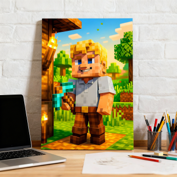 Personalized Canvas Block Style Pixel Portrait Custom Photo Voxel Art Geometric Print Animated Block Style Art Gift for Him