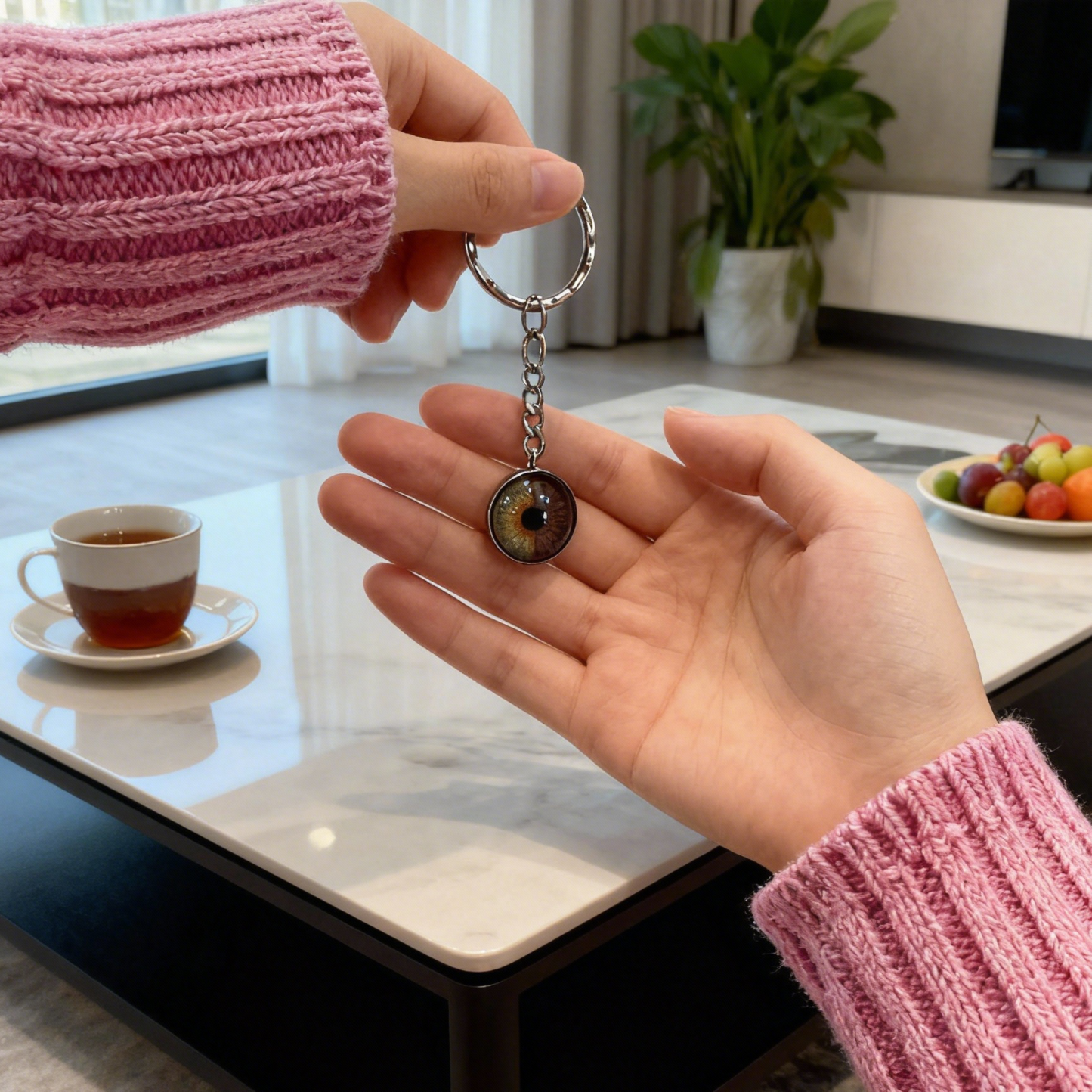 Custom Eye Keychain Personalized Merged Eyes Couple Keychain Lover's Eye Keyring  Anniversary Gift Valentine's Day Gift