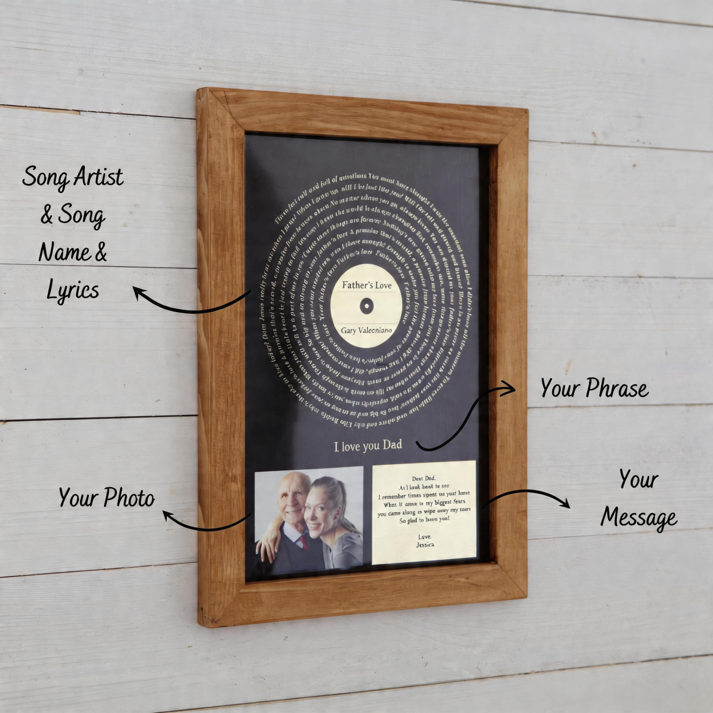 A4 Custom Foil Song Lyrics Print for Dad Sentimental Father's Day and Birthday Gift Customized Dad Present Father Daughter Dance Keepsake - namenecklace