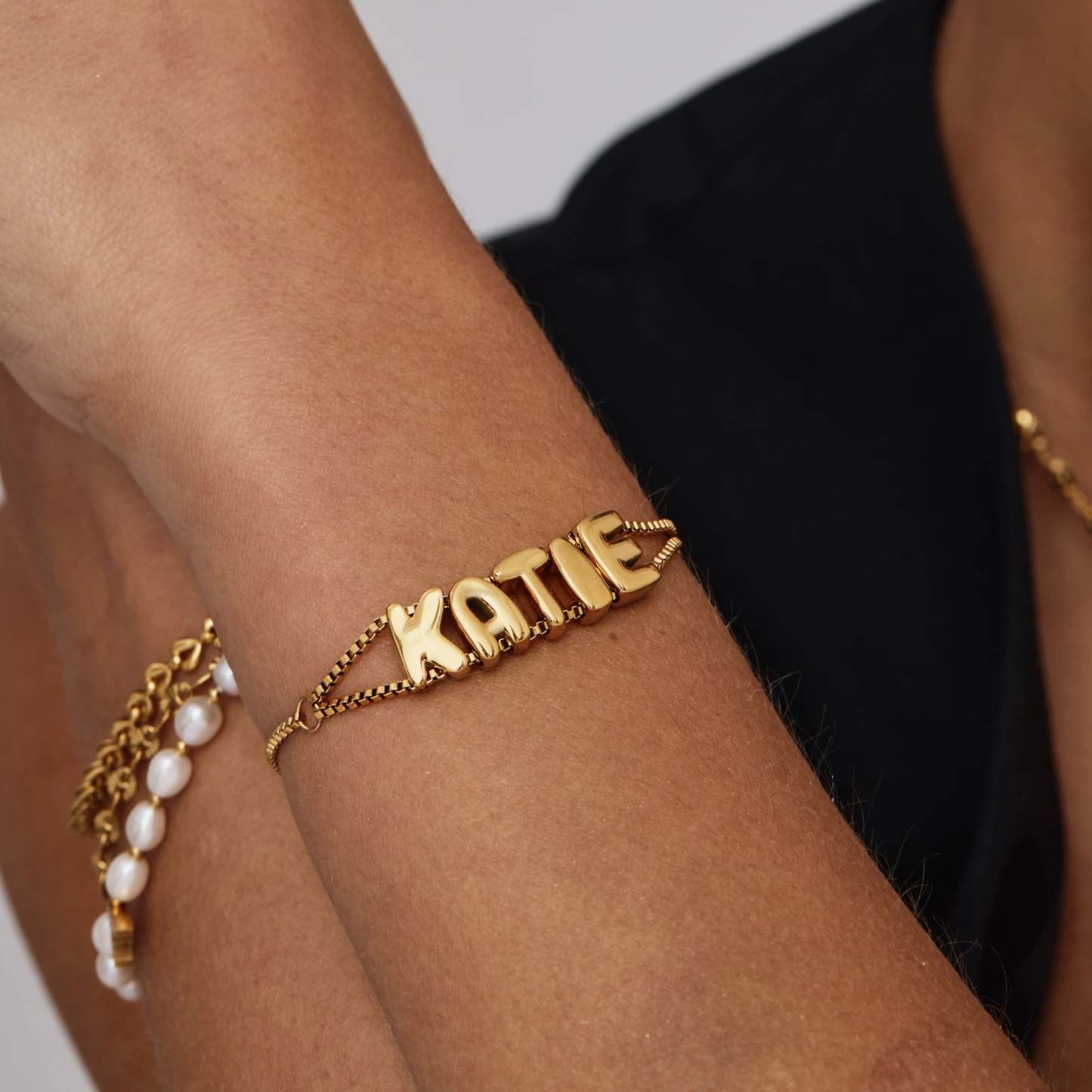 Custom Bubble Letter Name Bracelet Personalized Name Bracelet Engraved Name Bracelet Bridesmaid Name Bracelet Gift for Her