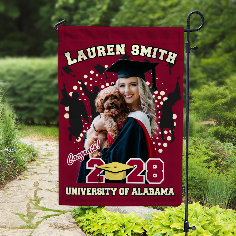 Custom Photo with Name Graduation Garden Flag - Unique Gift Idea for Grads