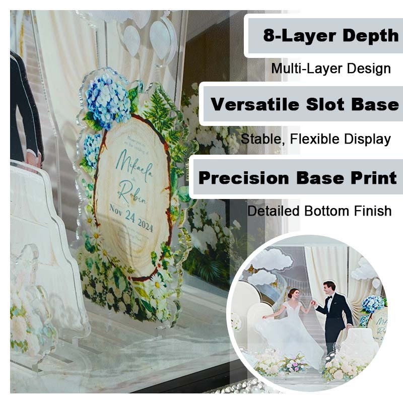 Custom 3D Acrylic Wedding Decoration Miniature Landscape Display Engaged Couple Gift Personalized Desktop Photo Display