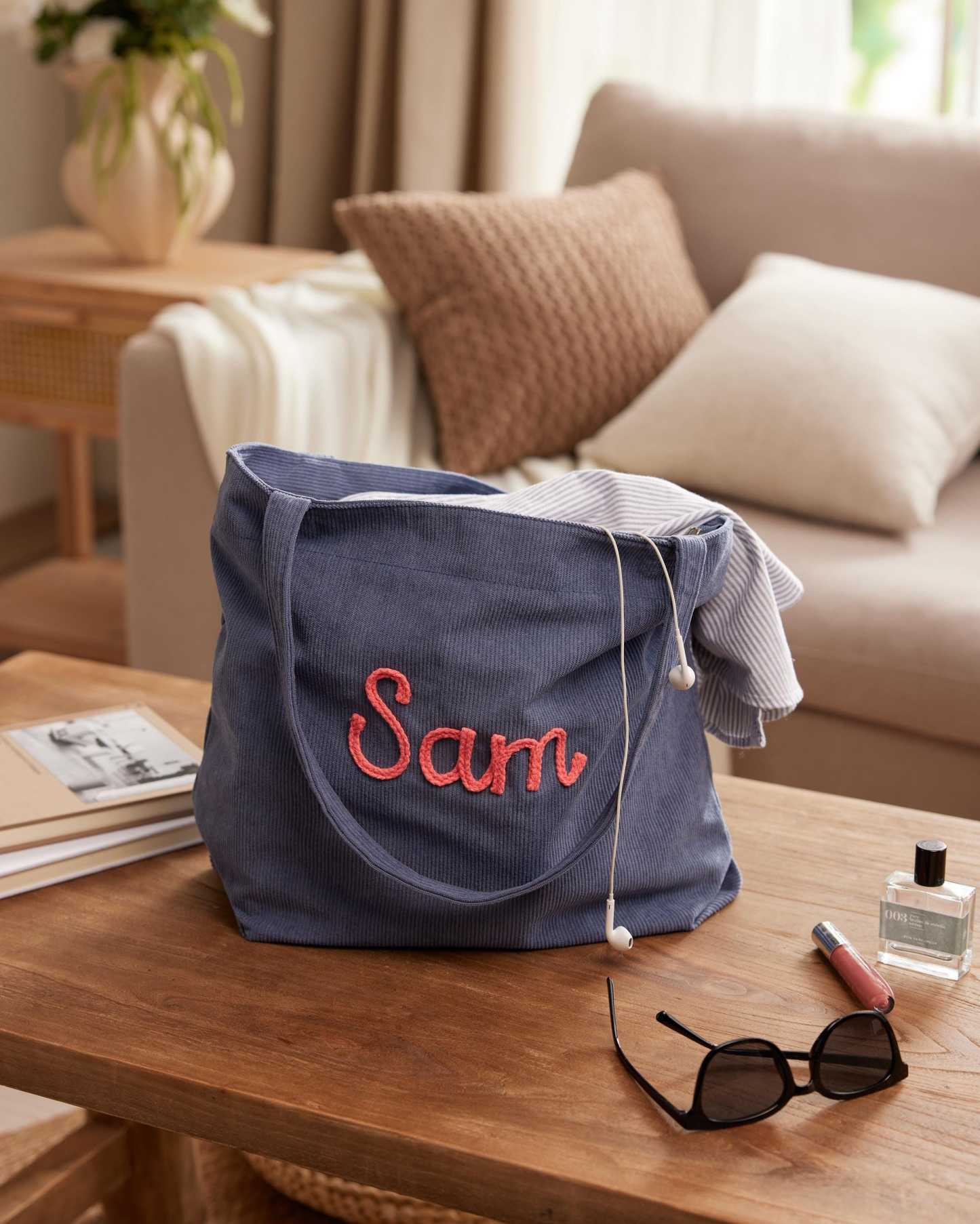 Custom Corduroy Tote Bag Personalized Embroidered Corduroy Tote Bag With Magnetic Buckle Mother's Day Gifts
