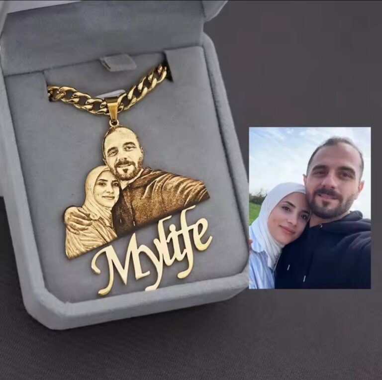 Custom Photo Nameplate Necklace Personalized Engraved Bar Necklace with Your Photo & Name Gift for Family
