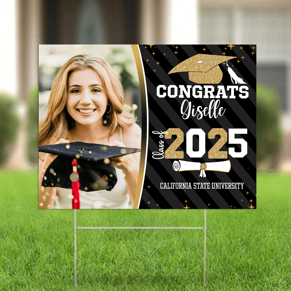 Congrats Class of 2025 Custom Image Yard Sign - Graduation Day, Senior Gift