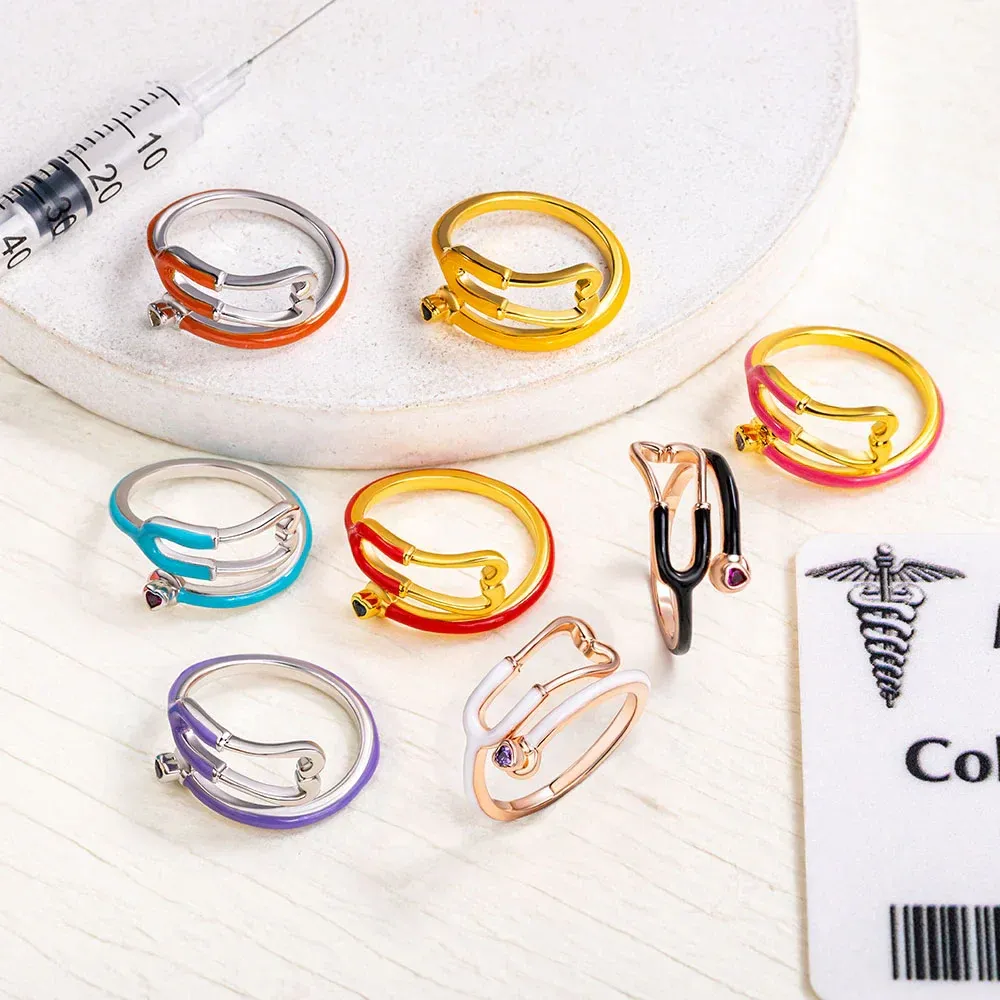 Custom Stethoscope Ring with Birthstone – Meaningful Medical Jewelry for Healthcare Professionals Gift for Nurse, Doctor, or Medical Student