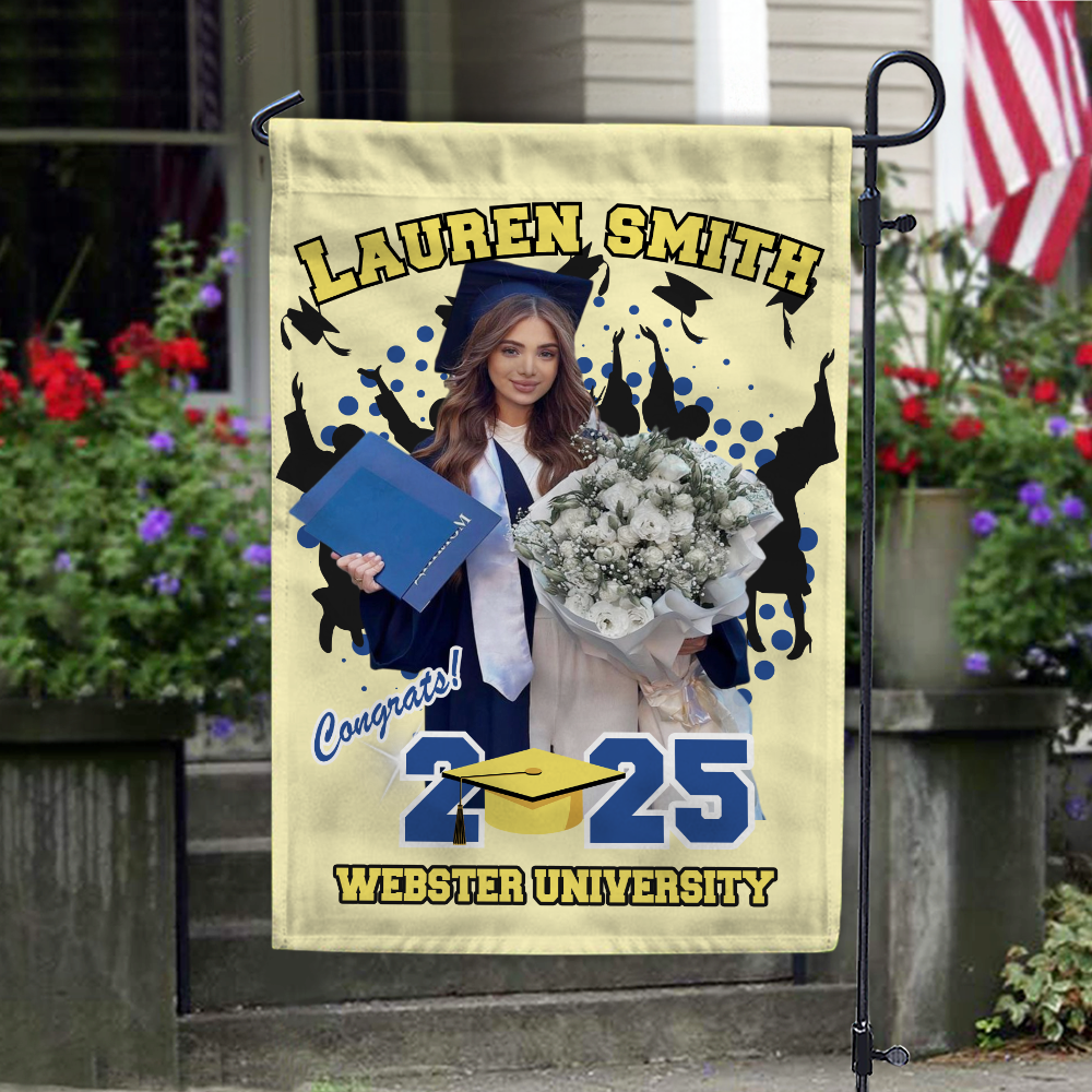 Custom Photo with Name Graduation Garden Flag - Unique Gift Idea for Grads