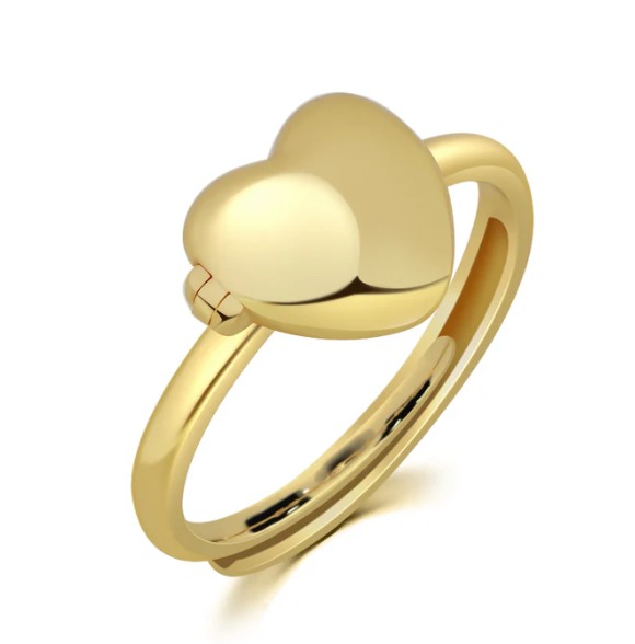 Custom Heart-Shaped Memory Locket Ring & Personalized Double Photo Ring Gift for Couples