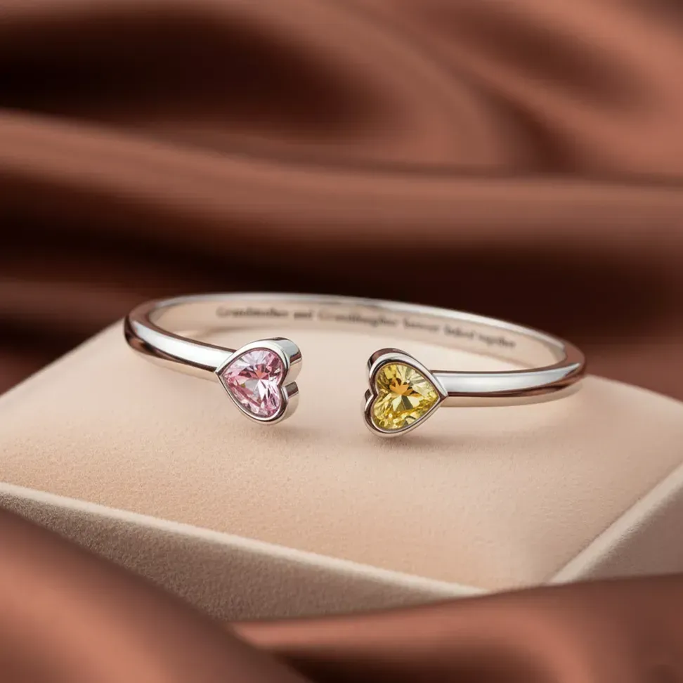 Mother Daughter Forever Linked Hearts Bracelet Personalized Mother Daughter Heart Bracelet Mother's Day Gifts