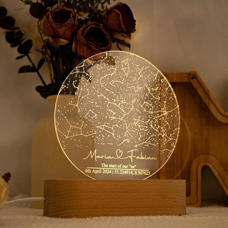 Custom Star Map by Date Night Light – Personalized Anniversary Gift, Unique Engagement Present, Wedding Keepsake, Starry Night Constellation Map