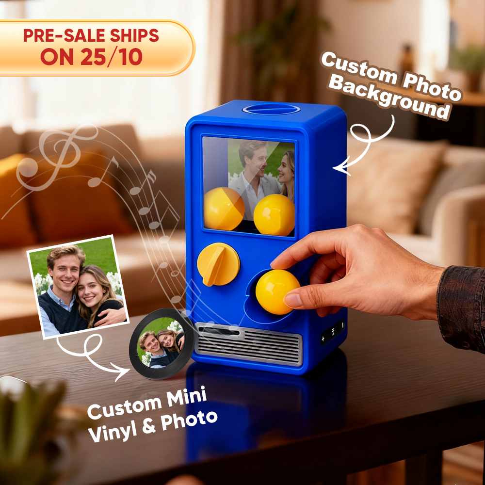 (Pre-Sale, Ships on 25/10) Personalized Music and Photo Music Gachapon Machine Custom Song Mini Record Box Retro Gifts for Her