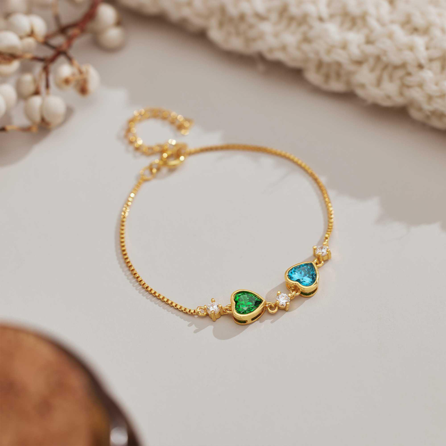 Personalized Multiple Heart Birthstone Necklace Family Birthstone Necklace Dainty Heart Birthstone Jewelry Gift For Her