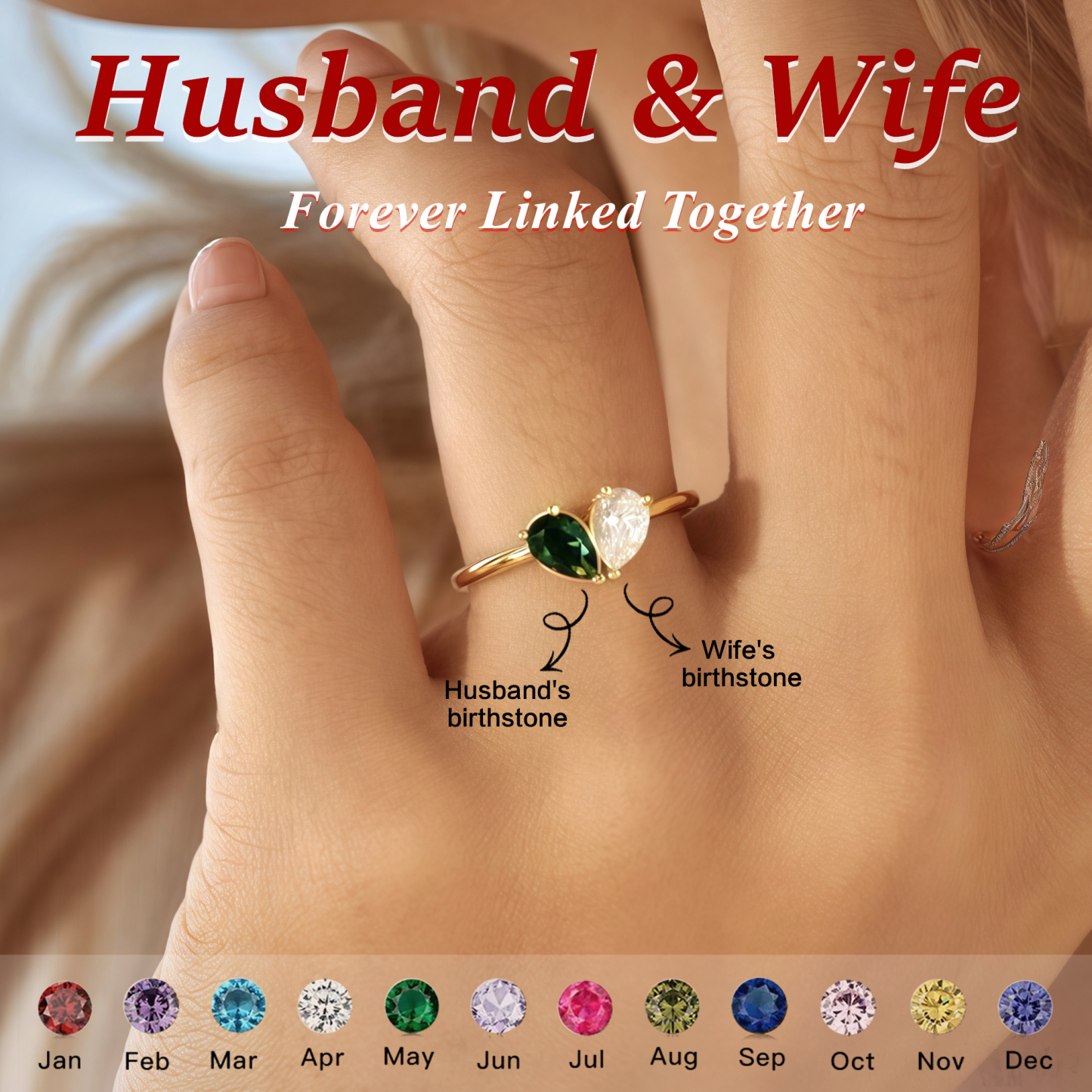 Custom Love Heart Birthstone Ring Personalized Heart & Birthstone Ring Gifts for Girlfriend
