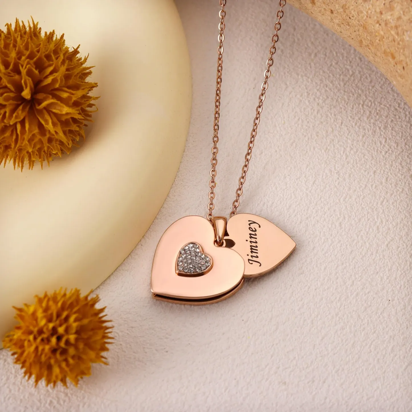 Custom Name Heart Necklace Hidden Message Heart Locket Necklace Personalized Name Engraved Necklace Gift for Her