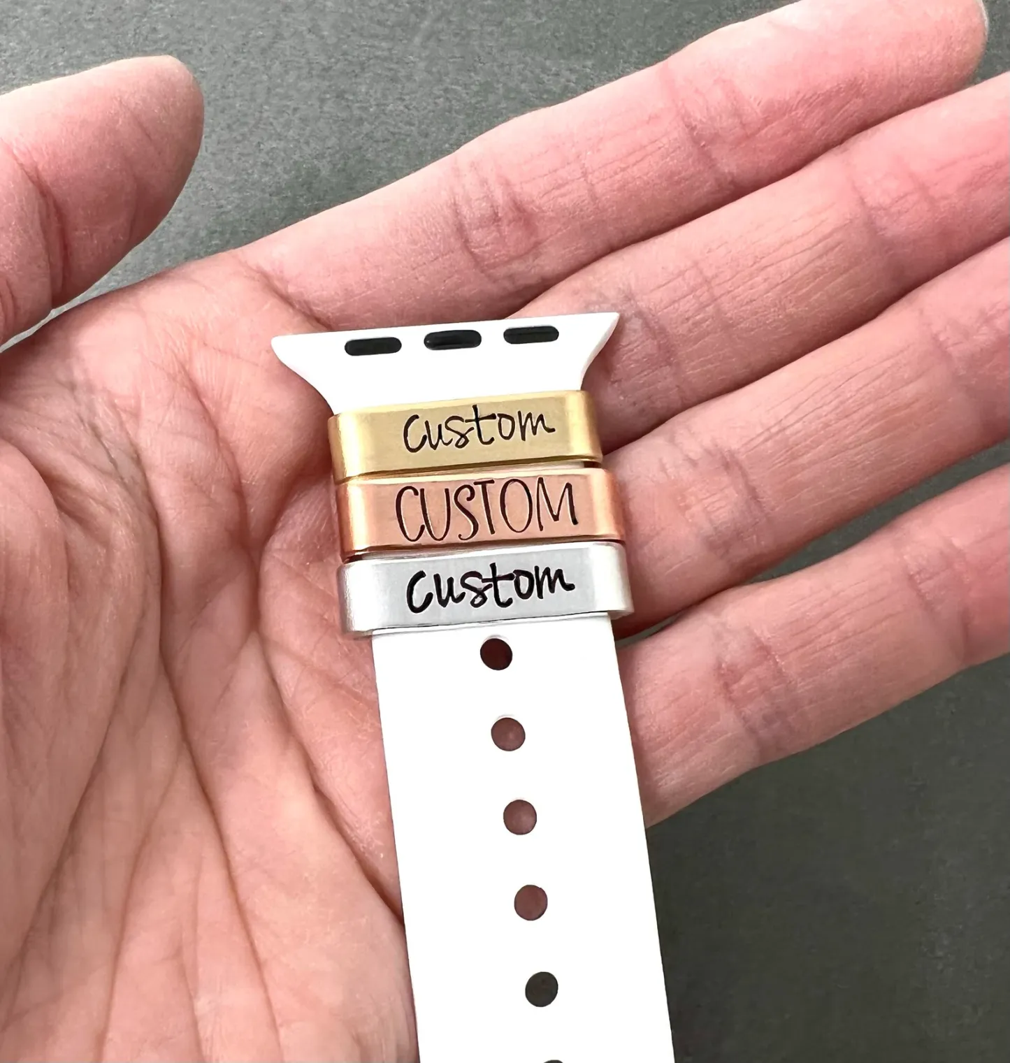 Personalized Watch Band Charm, Smart Watch Charm, Hand Stamped Personalized Gift, Nurse Week Graduation Gift Name - namenecklace