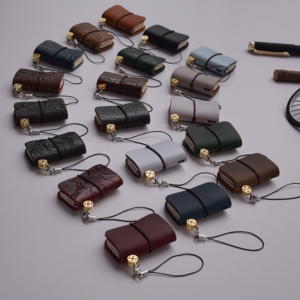 Super Mini Genuine Leather Pocket Notebook Keychain Handmade Genuine Leather Super Mini Pocket Notebook Keychain