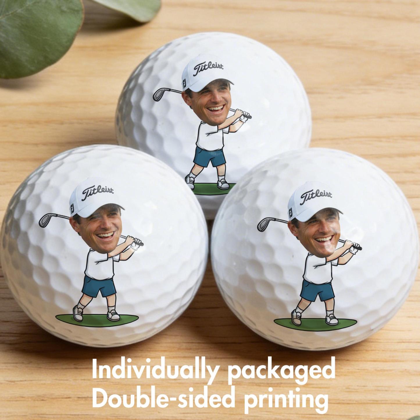Personalized Photo to Cartoon Golf Balls Custom Face Golf Balls Custom Funny Father's Day Golf Balls Custom Photo Gift for Golfer Dad Father's Day Gift for Dad - namenecklace