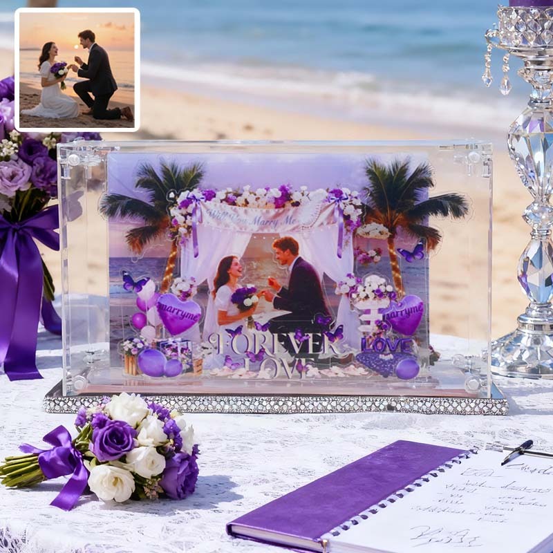 Custom Beach Proposal Acrylic Stand DIY Beach Proposal Micro Landscape Personalized Beach Wedding Display