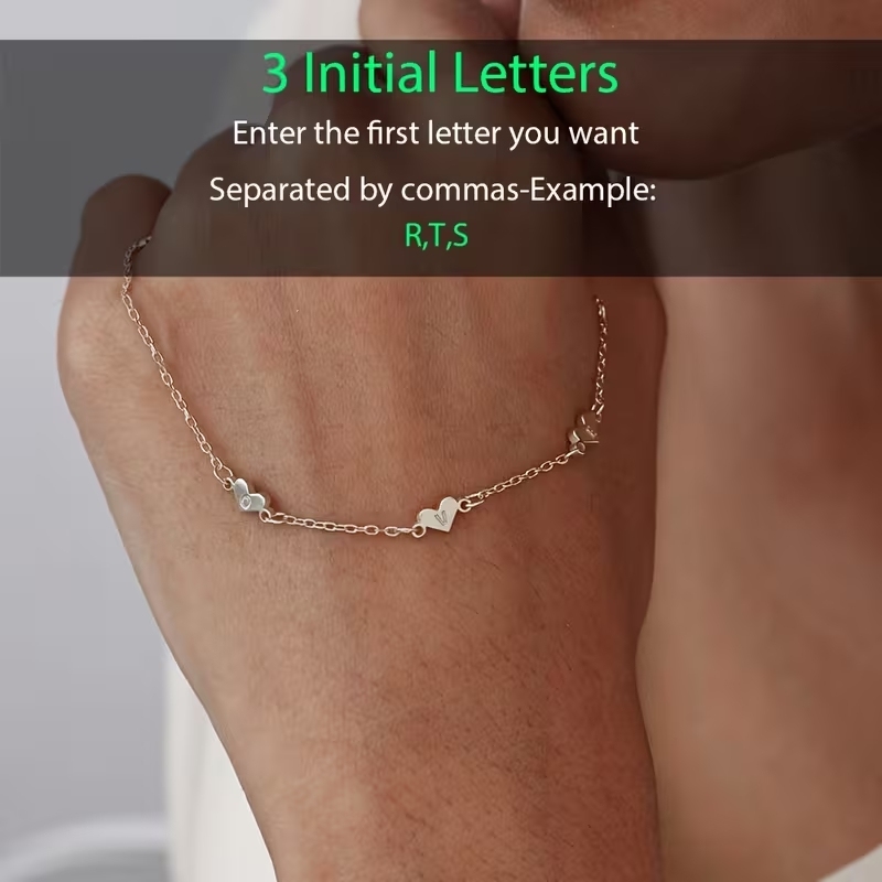 Custom Personalized Initials Heart-Shaped Bracelet Plated Custom English Name & Initials Minimalist Friendship Jewelry for Women, Mother'S Day & Christmas Gift