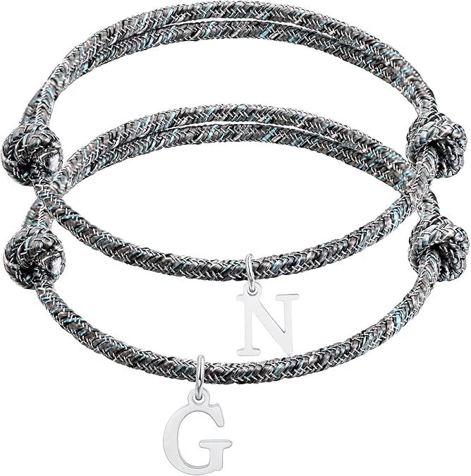 Custom Magnetic Initial Bracelet & Personalized with Engraving & Color Options Couple Jewelry