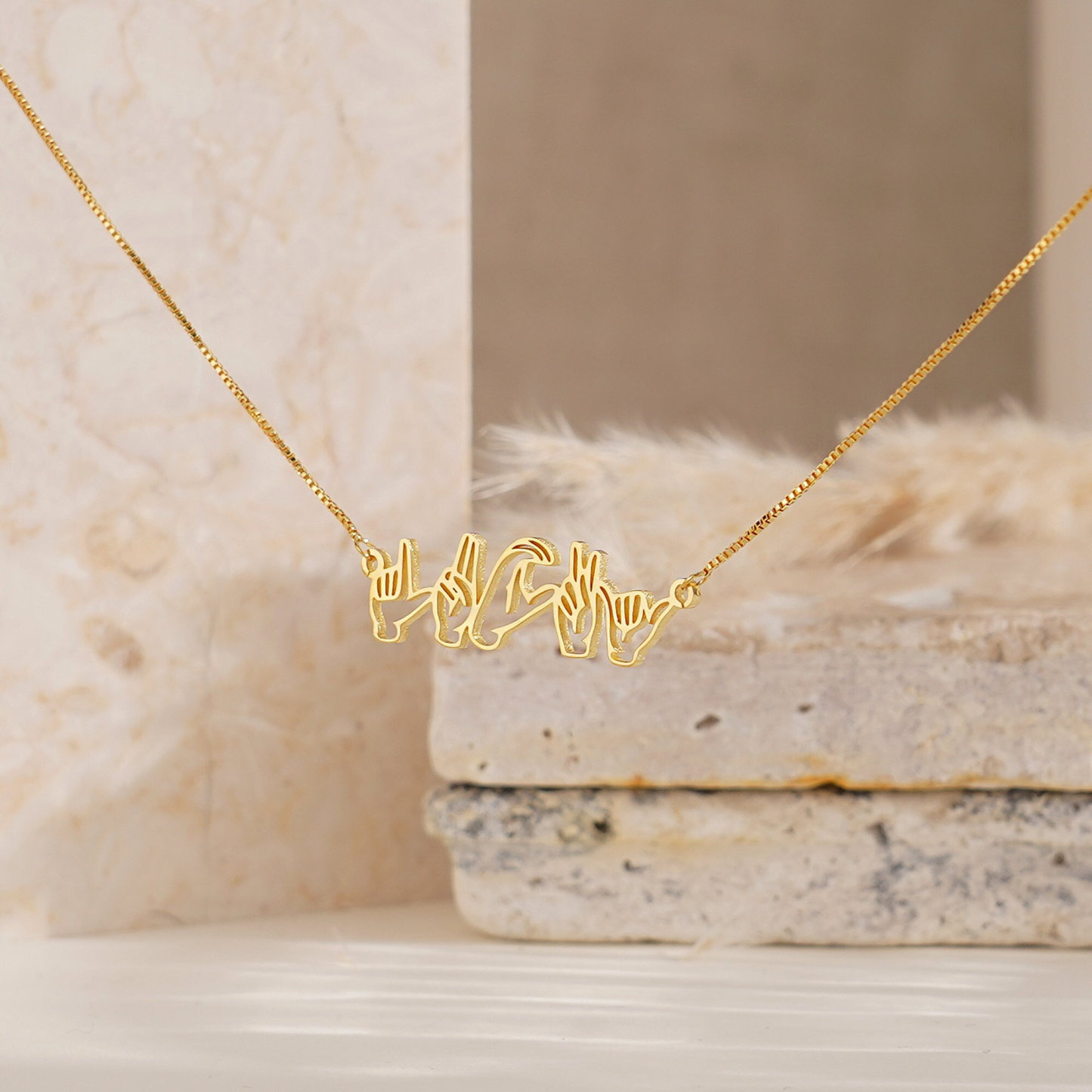Custom Sign Language Name Necklace Personalized Gesture Name Necklac ASL BSL Jewelry Romantic Valentine's Day Gift