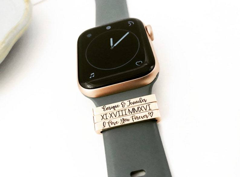 Personalized Smart Watch Band Charm Engraved Anniversary Gift New Mom Gift Weight Loss Tracker Fitness Gift Unisex Self Care Gift - namenecklace