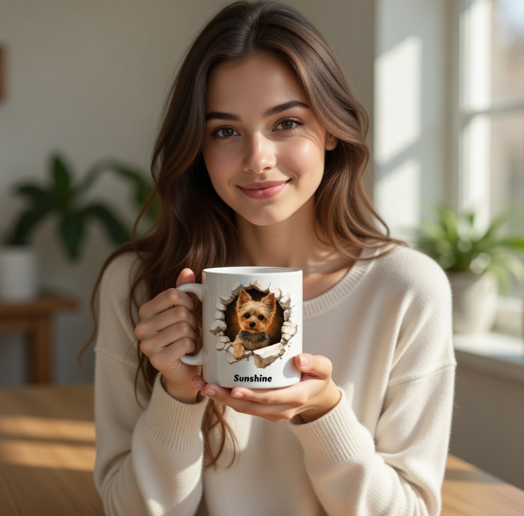 Custom Pet Photo Mug Personalized Pet Portrait Mug With Name Ceramic Coffee Cup Gifts for Pet Parents