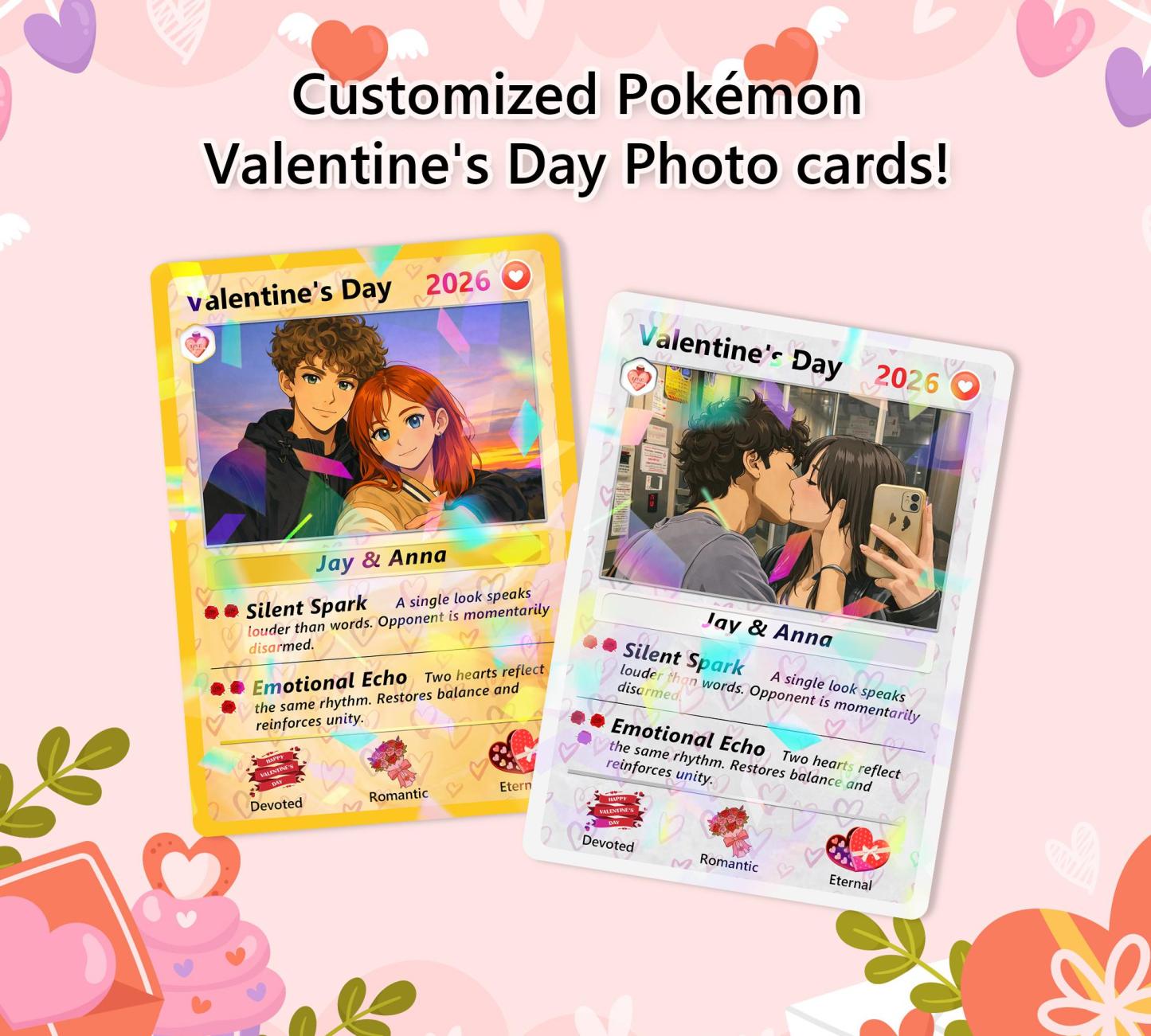 Personalized Pocket Monster Style Couple Anniversary Game Card Custom Evolution of Love Photo Game Card for Couples Valentine's Day Gifts