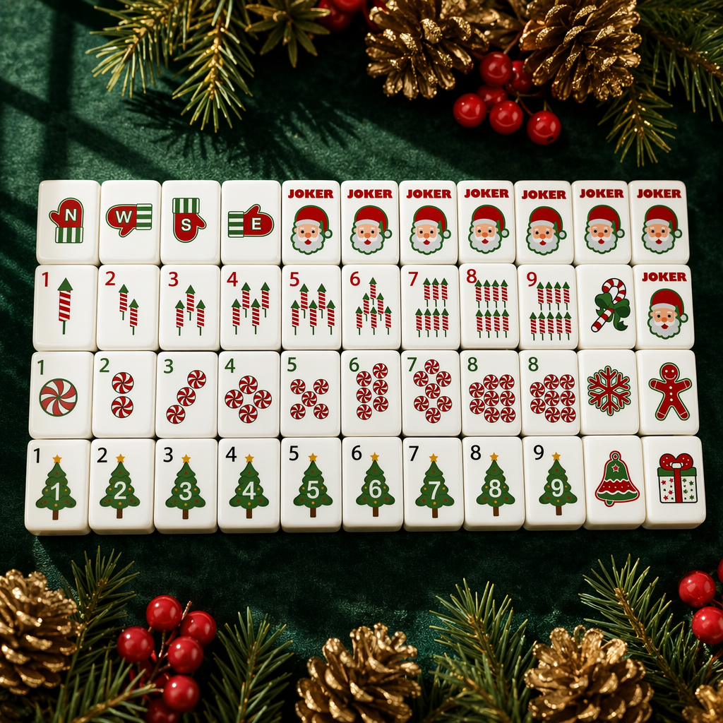 Red Green Quicksand Wholesale Ready to Ship Fast Christmas American Mahjong Set 160 Tiles Luxury Gift Box Santa Claus Design