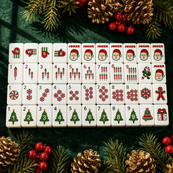 Red Green Quicksand Wholesale Ready to Ship Fast Christmas American Mahjong Set 160 Tiles Luxury Gift Box Santa Claus Design