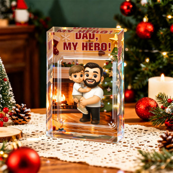 Custom Cartoon Photo Acrylic Plaque Personalized Engraved Message & Anime Portrait Acrylic Block Christmas Gift for Family