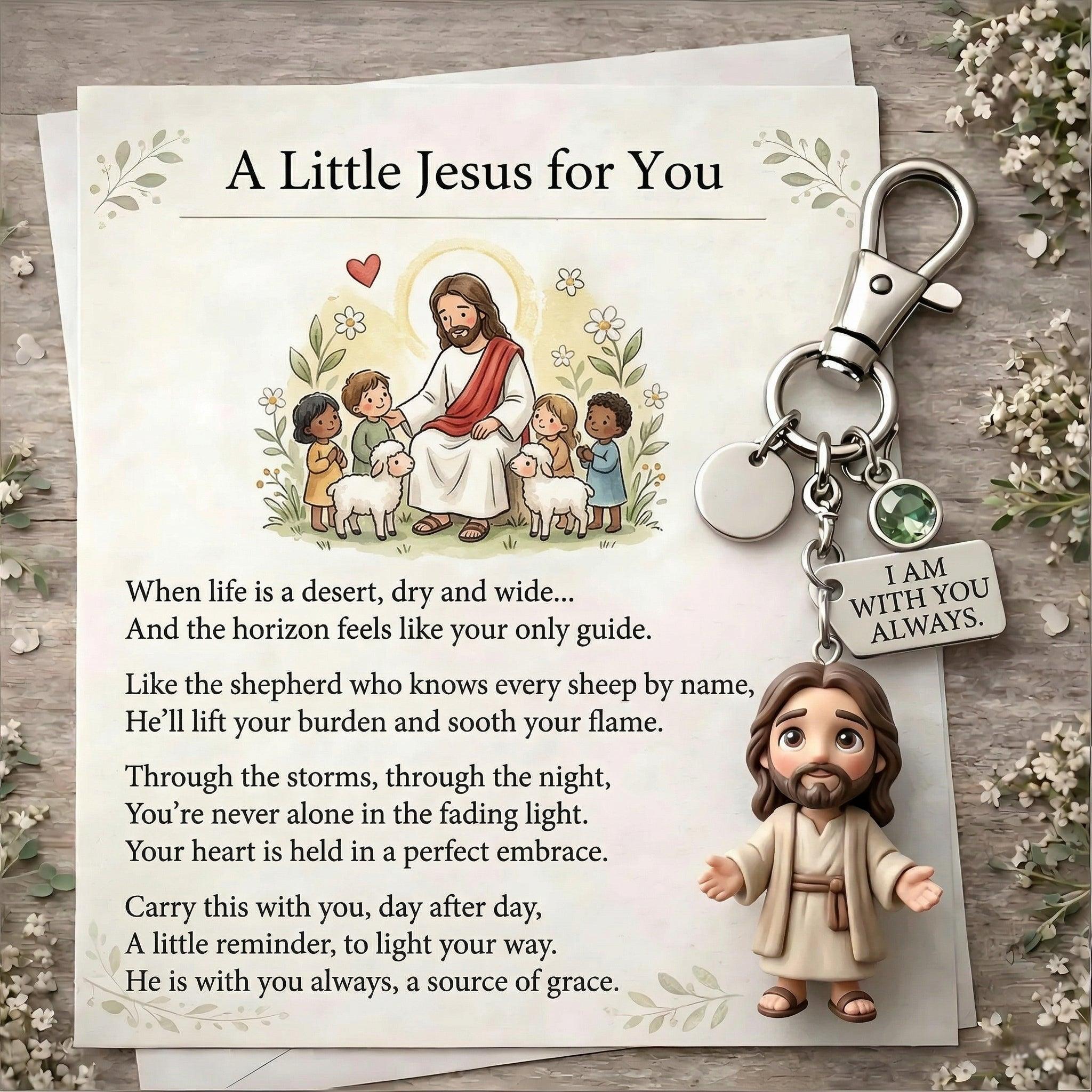 A Little Jesus For You Birthstone Keychain Comforting Poem Card Gift Set Little Mary Pocket Reminder Birthstone Keychain Inspirational Prayer Card Set